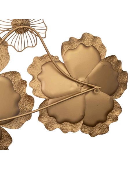 Decoración de pared flores en blanco y oro