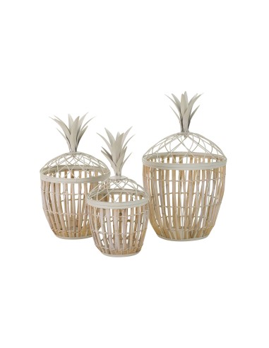 Set 3 cestas Piñas Beige