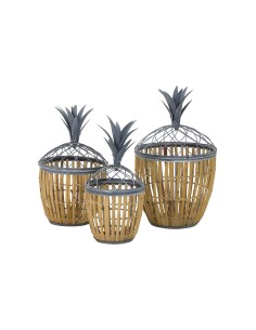 Set 3 cestas Piñas Azul