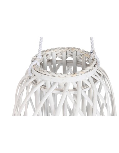 Farol de Mimbre blanco grande