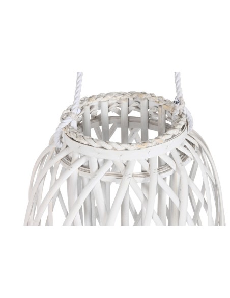Farol de Mimbre blanco grande