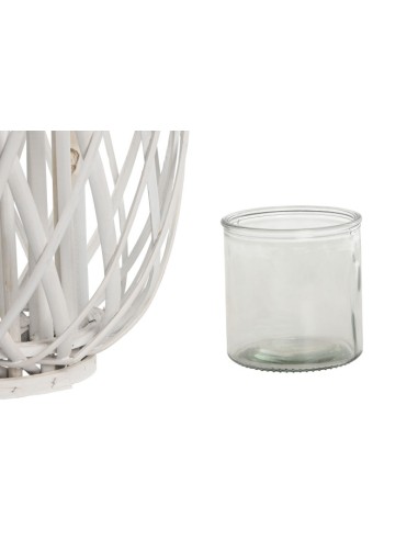 Farol de Mimbre blanco grande