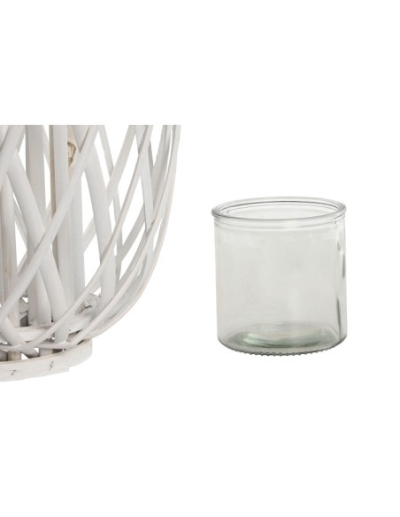 Farol de Mimbre blanco grande