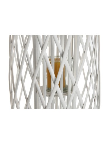 Farol de Mimbre blanco grande