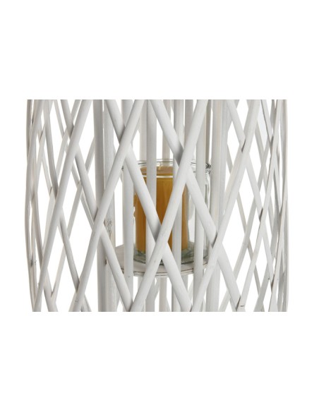 Farol de Mimbre blanco grande