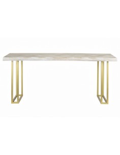Mesa de Comedor Blanca y Oro 2