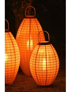 Portavela grande de madera y tela blanca 2