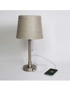 Lampara sobremesa plata con puerto USB 2