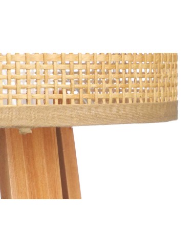 Lampara de sobremesa madera y rejilla