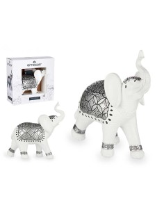 Figura elefante de resina blanco 2