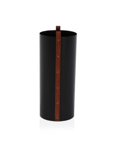 Paraguero negro y cuero marrón