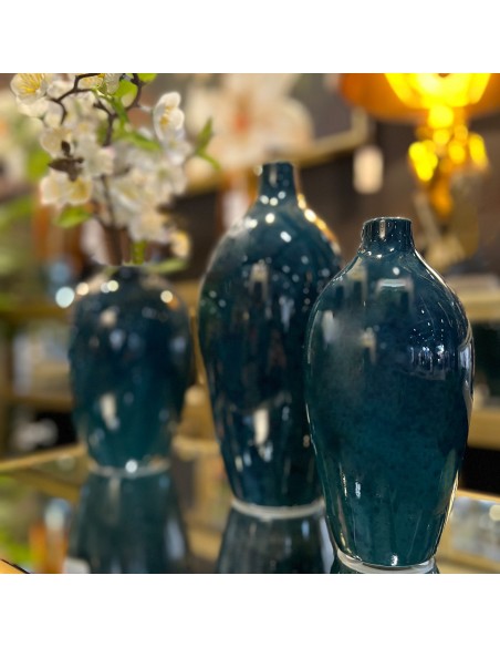 Jarrón cerámica grande verde oscuro