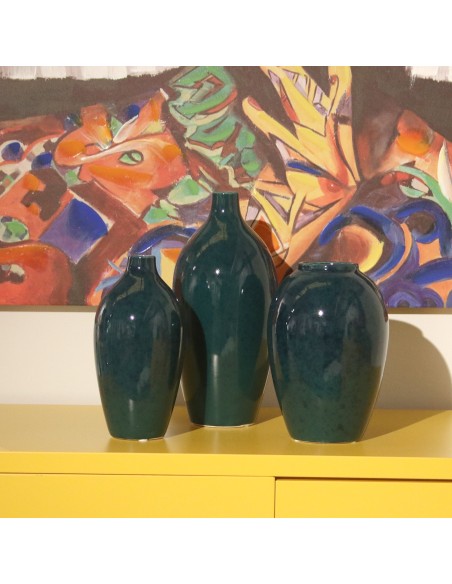 Jarrón cerámica pequeño verde oscuro