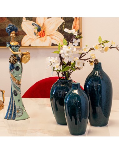 Jarrón cerámica pequeño verde oscuro