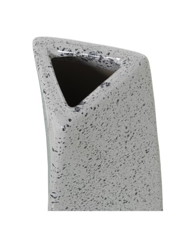 Jarrón cerámica blanco y plata pequeño