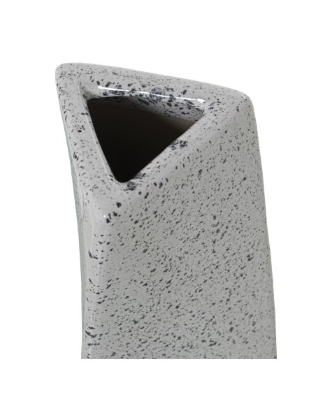 Jarrón cerámica blanco y plata pequeño