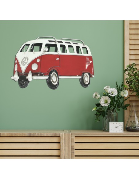 Decoración de pared Metálica Bus rojo