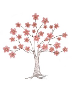Decoración de pared metálica Árbol rosa