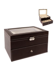 Caja 20 relojes de piel marrón