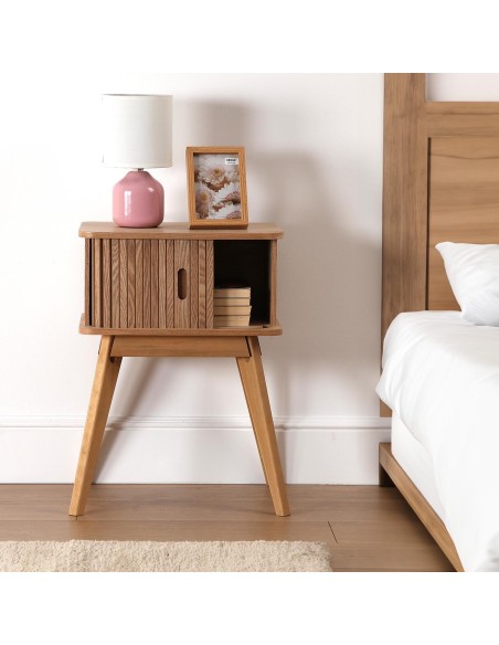 Mesita de noche madera de pino natural