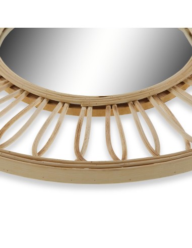Espejo redondo de ratán natural