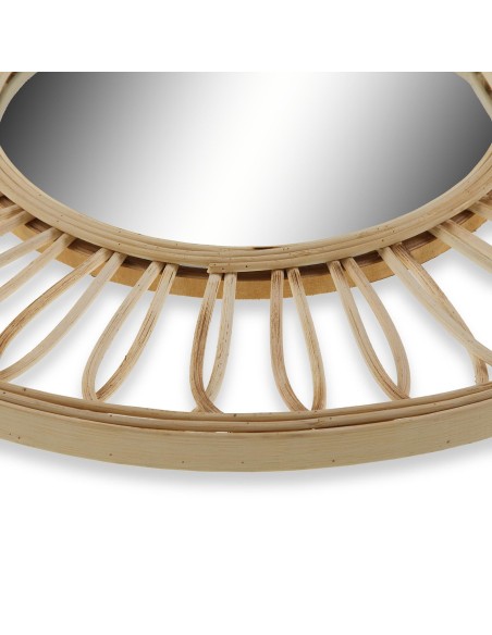 Espejo redondo de ratán natural