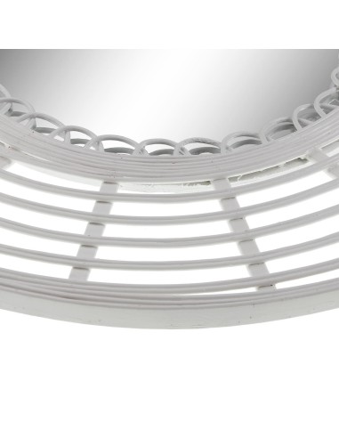 Espejo redondo bambú blanco