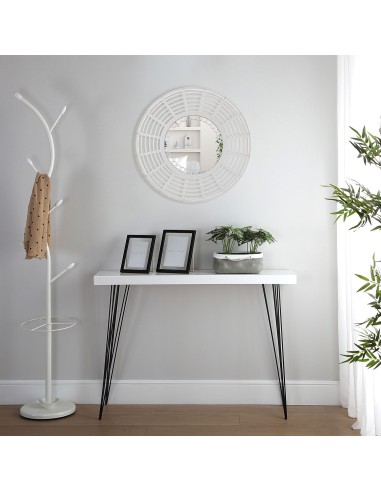 Espejo redondo bambú blanco