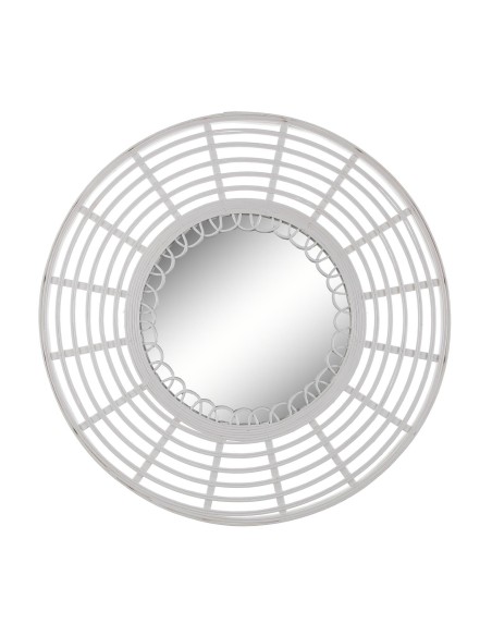 Espejo redondo bambú blanco