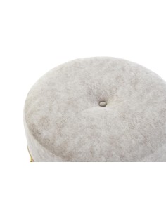 Puff poliéster beige con base metal 2