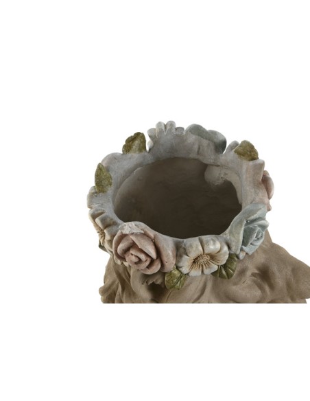 Macetero león con flores