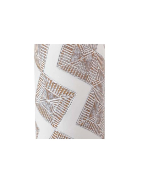 Jarrón de resina grande blanco y marrón