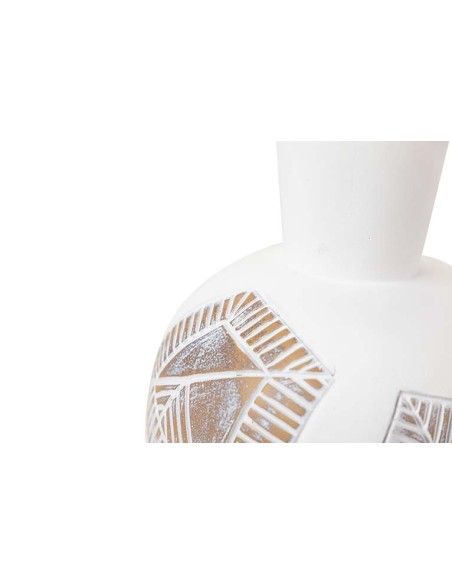 Jarrón de resina grande blanco y marrón