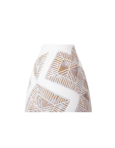 Jarrón resina bajo blanco y marrón