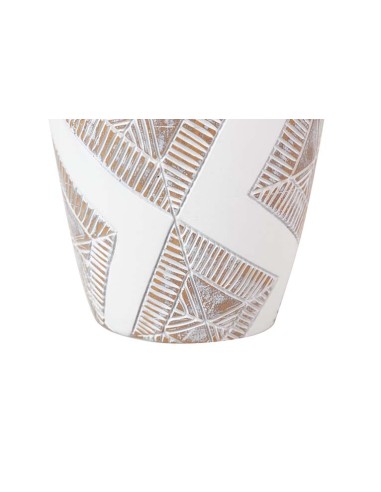 Jarrón resina bajo blanco y marrón