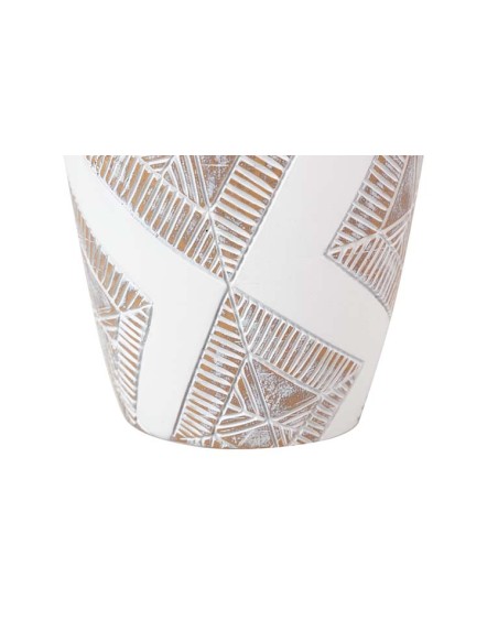 Jarrón resina bajo blanco y marrón