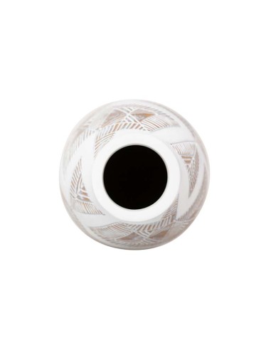 Jarrón resina bajo blanco y marrón