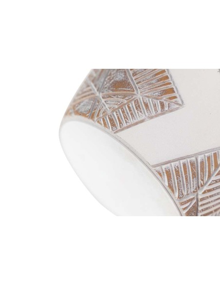 Jarrón resina bajo blanco y marrón