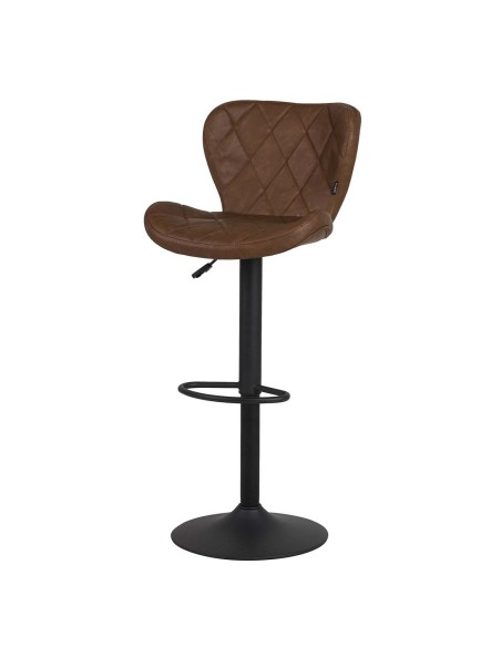 Taburete regulable de piel marrón