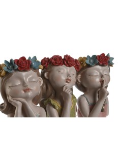 Macetero mujer resina flores 2