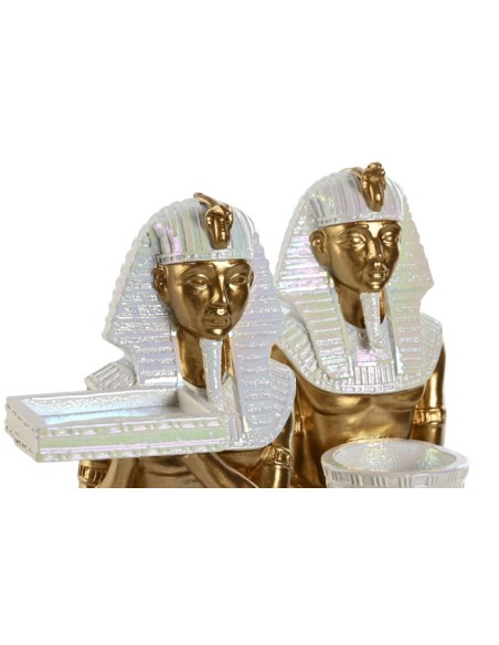 Figura resina egipcia blanca dorada