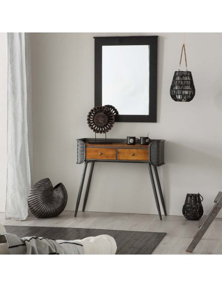 Entrada madera y metal 2 cajones