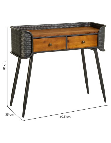 Entrada madera y metal 2 cajones