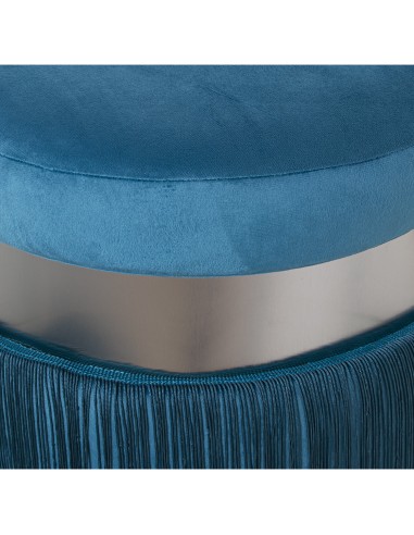 Puff terciopelo azul con flecos