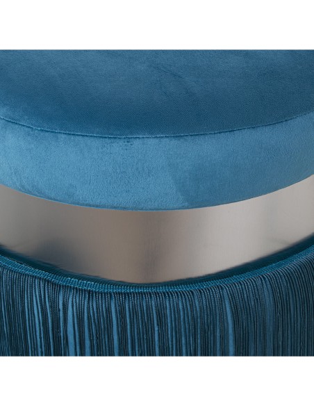 Puff terciopelo azul con flecos