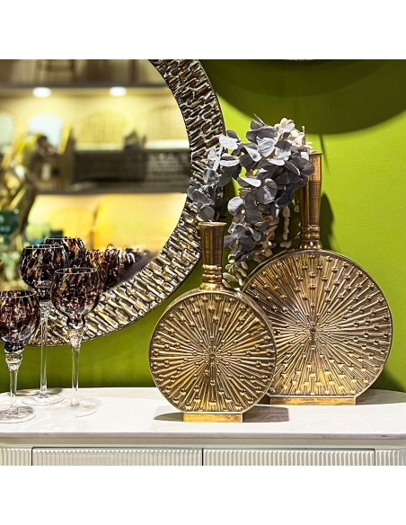 Jarrón metal dorado envejecido pequeño