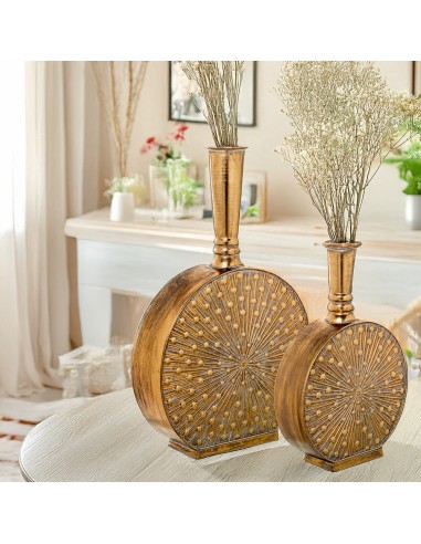 Jarrón metal dorado envejecido pequeño