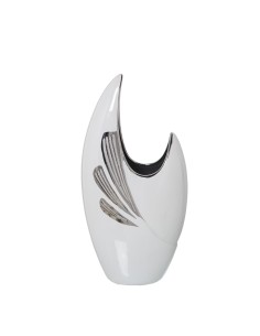 Jarrón cerámica blanco/plata pequeño