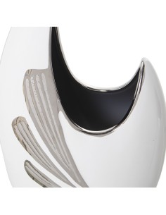 Jarrón cerámica blanco/plata pequeño 2