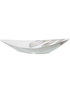 Bandeja cerámica blanca y plata 2